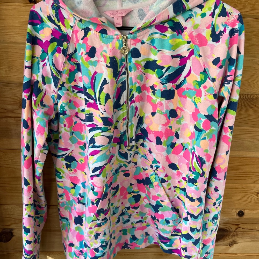 Lilly Pulitzer Half Zip Hoodie Pullover French Terry Large
